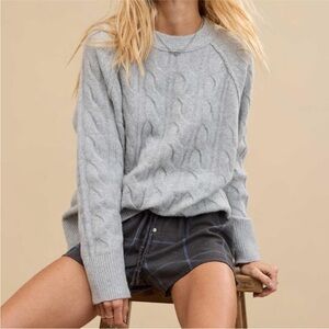 Aerie Cozy Gray Cable Knit Sweater - Medium